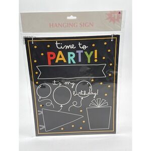 Old East Main Co Time to Party Birthday Hanging Sign Chalkboard Style Decor